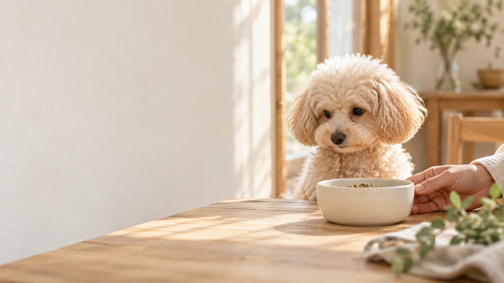 食事のそばで待つ犬の暮らしのイメージ