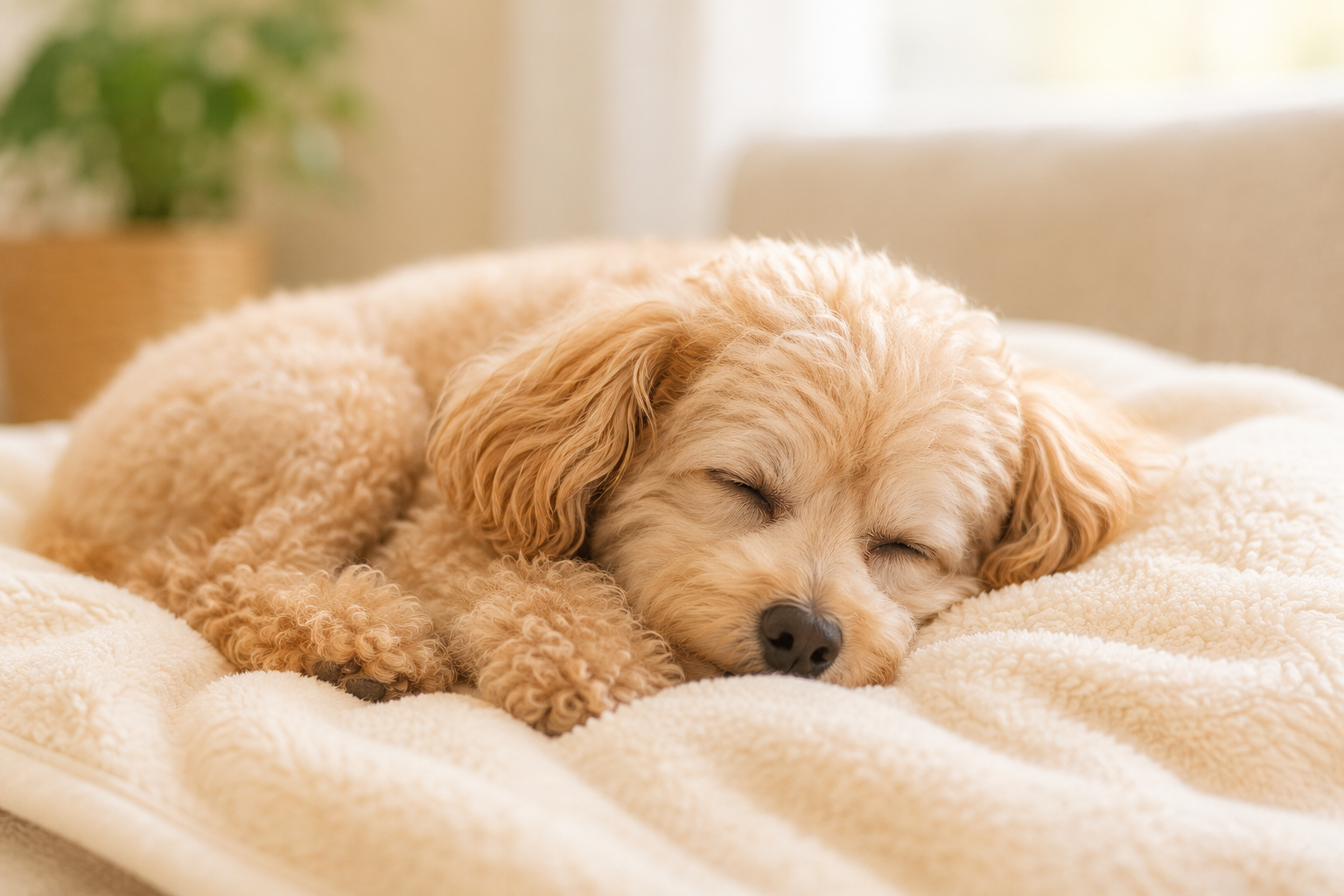 スヤスヤ眠るシニア犬